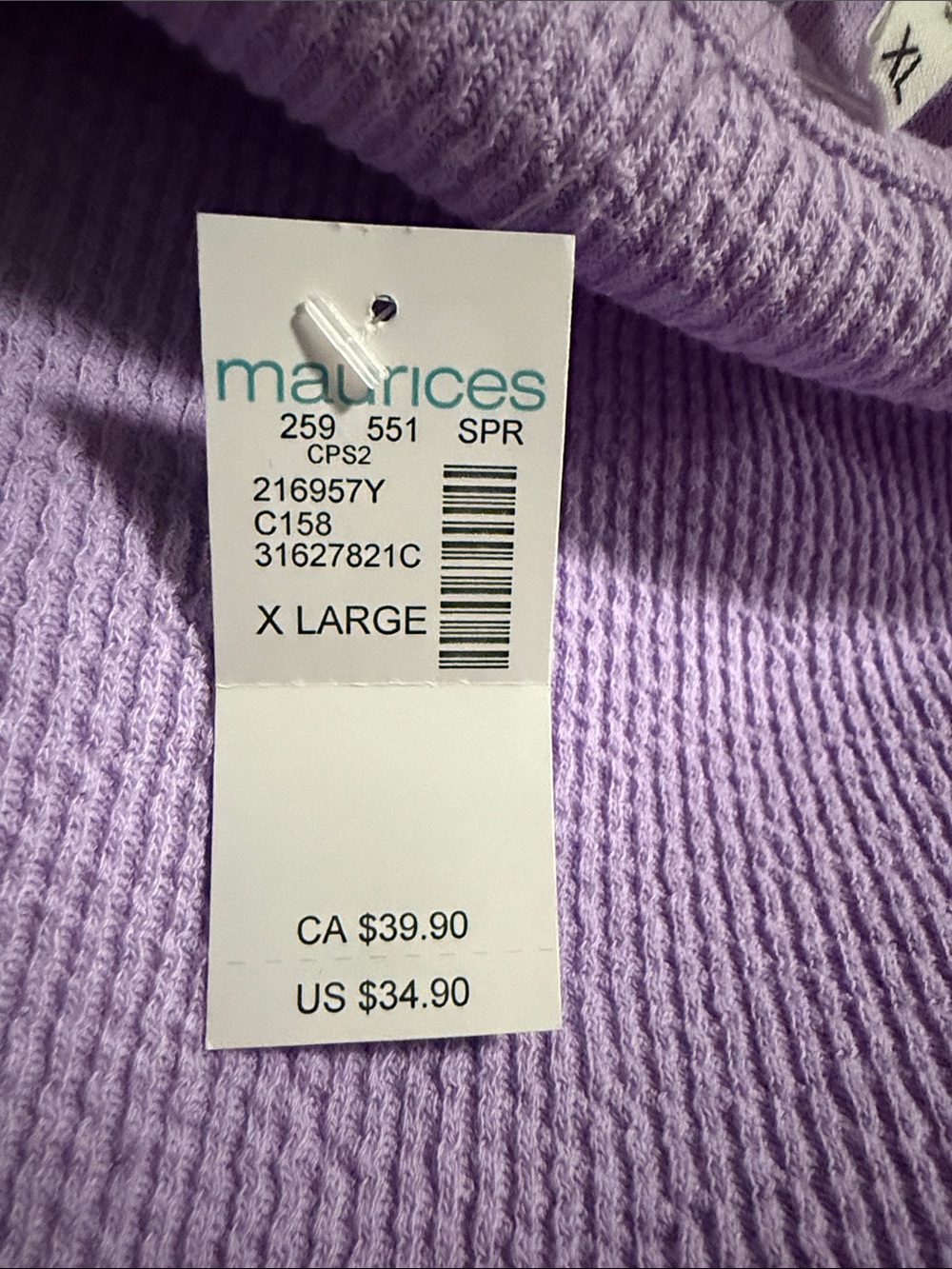 NWT Maurice’s Lilac Waffle Knit Oversized Pullover - Picture 7 of 7